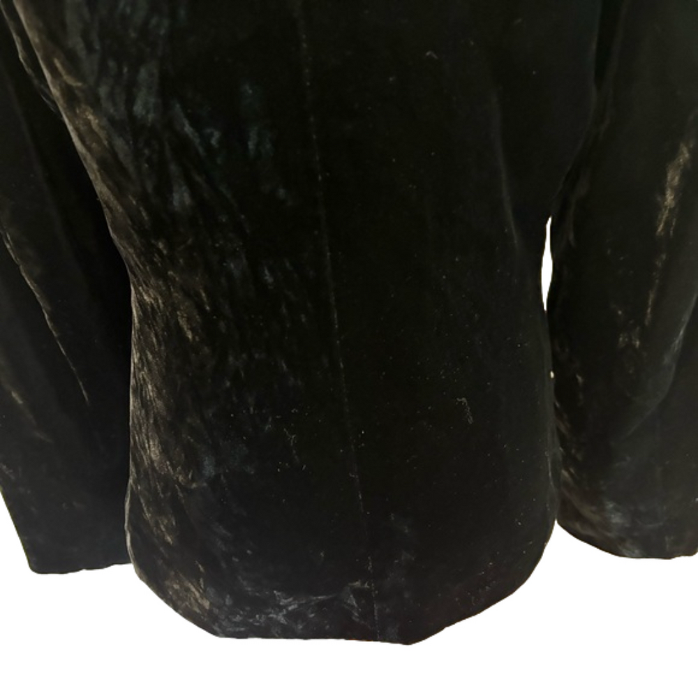 90s TALBOTS BLACK VELVET BLAZER FITTED HOURGLASS CRUSHED VICTORIAN VIBE SZ 12P - Picture 9 of 11